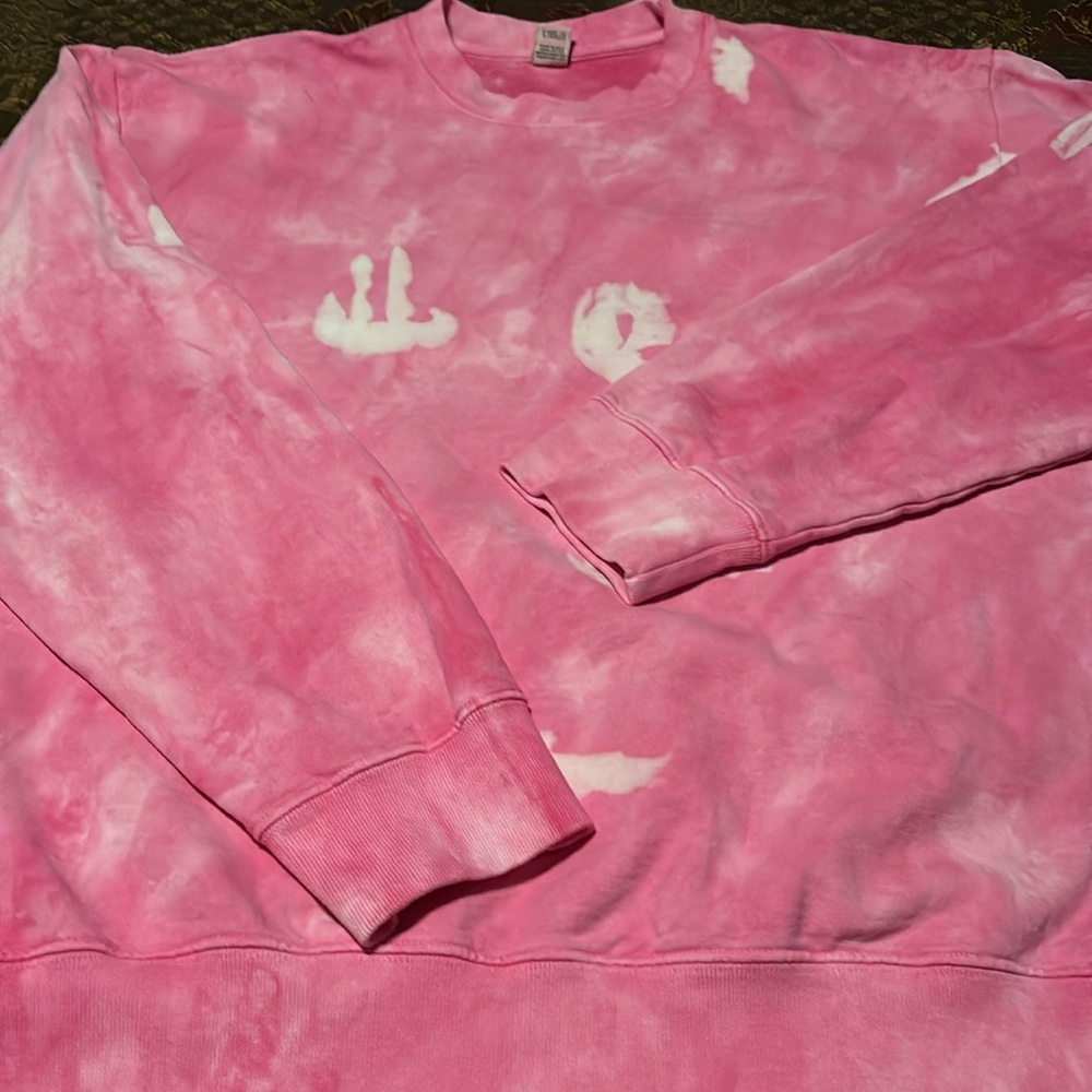 Sporty And Rich Fleece Lined Oversized Tie Dyed Crew Neck Sweatshirt - Picture 1 of 6